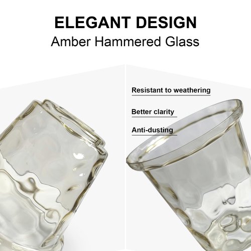 Lucidce 3 Pack Light Fixtures Replacement, Globe Shaped Hammer Glass Clear Amber Glass Shade for Pendant Light Vanity Wall Sconce, E26 Base 1-5/8 Inch Fitter