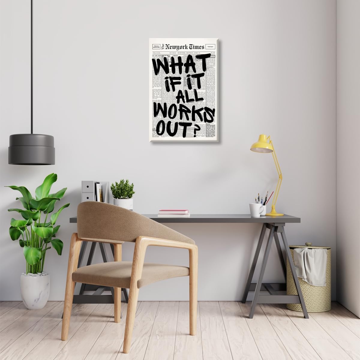 Skiennix Retro Black and White Newspaper Wall Art - Positive Quote Canvas Print | 12x18 Inch Unframed Aesthetic Decor