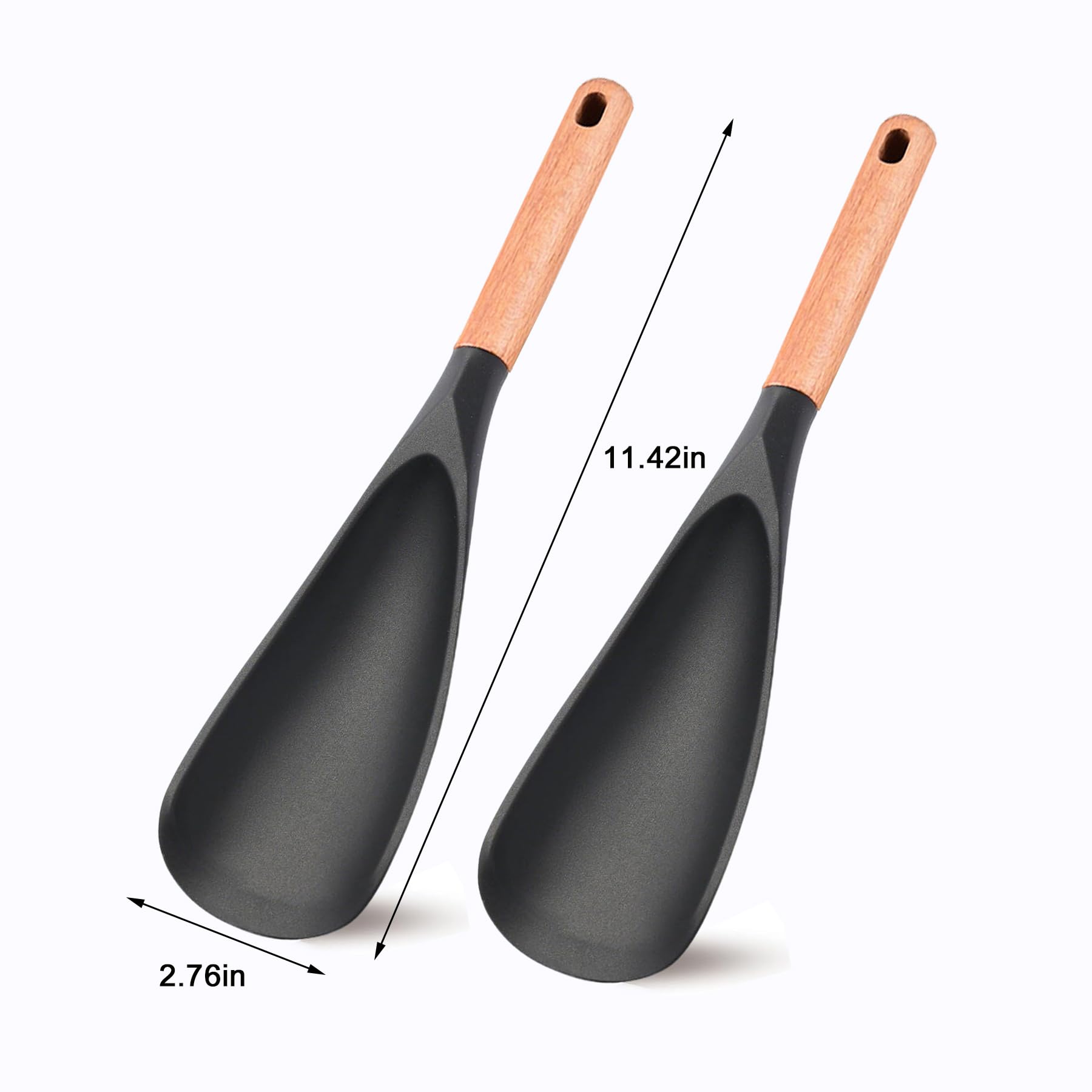 Cooking Spoon for Nonstick Cookware - BPA-Free Matte Silicone & Wooden Handle, Heat-Resistant for Mixing, Scooping, Scraping and Serving, Safe for Pots Pans Skillets (2-Pack)
