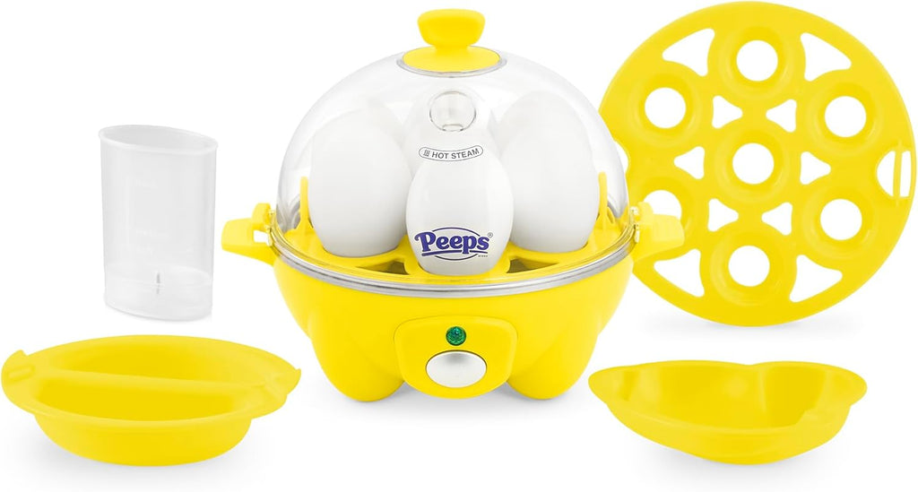 PEEPS & Dash Rapid Egg Cooker - Boil, Poach & Steam Up to 7 Eggs - Dishwasher Safe, BPA Free - Yellow