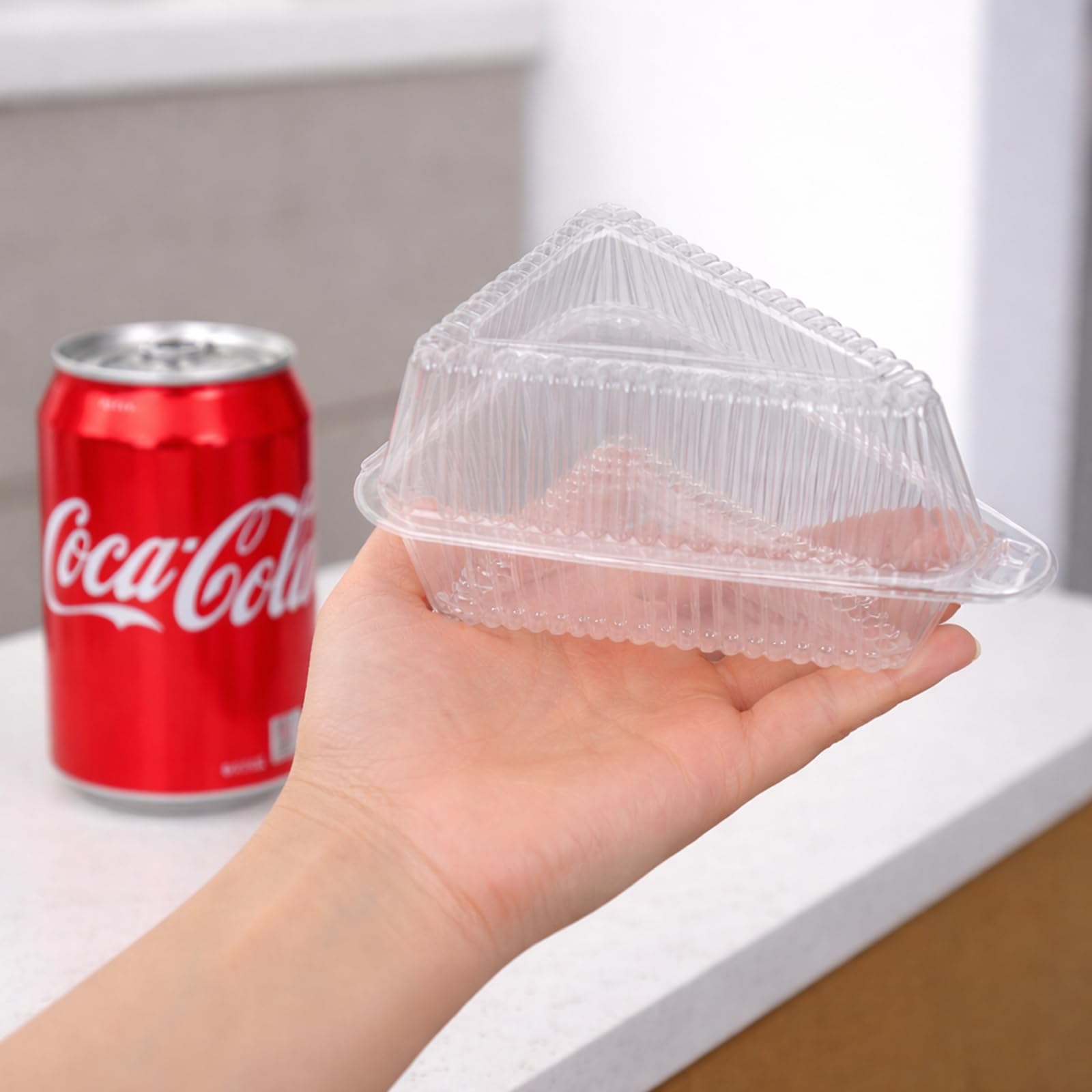 FORBFAN Cake Slice Container 150 Pack, 5 Inch Clear Disposable Bakery Box with Hinged Lid, Plastic Triangle Pie Slice Container for Cheesecake, To-Go & Takeout