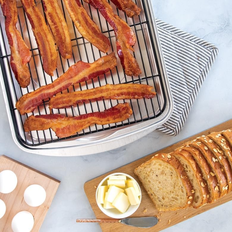 Nordic Ware Oven Crisp Baking Tray Set - 2-Piece Natural Aluminum for Air Frying & Baking | 17 x 12 Inches