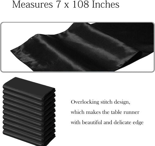 Black Satin Chair Sashes by [Brand Name] - Perfect for Weddings & Parties | 7x108 Inches