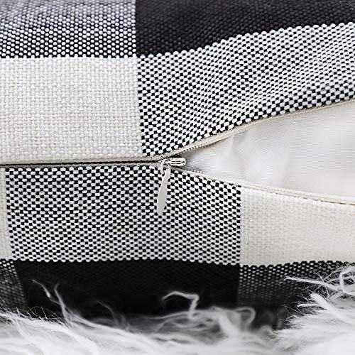 Black & White Buffalo Plaid Throw Pillow Covers 18x18 (Set of 2)