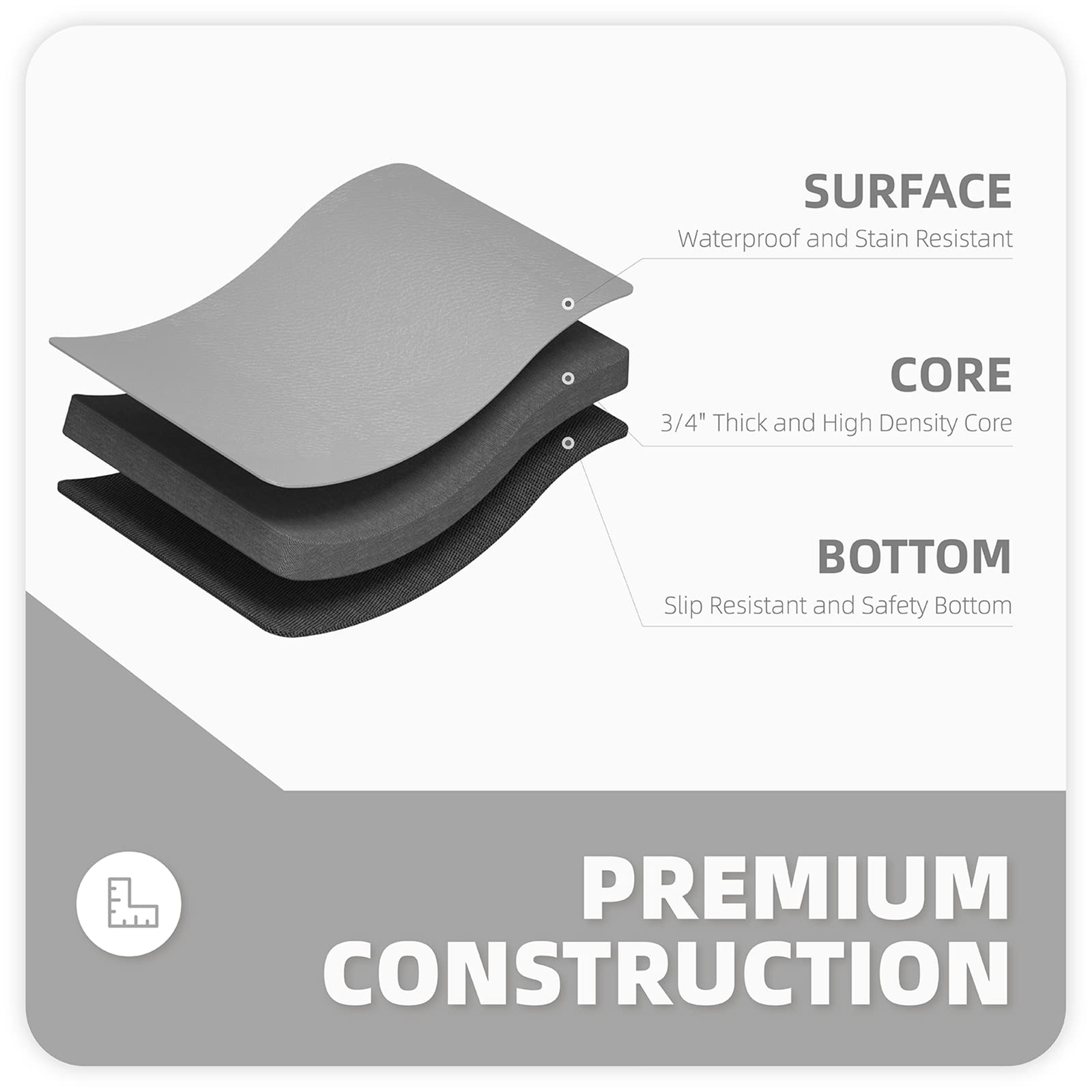 Color&Geometry Anti Fatigue Floor Comfort Mat 3/4 Inch Thick 24"x70" Perfect for Standing Desks, Kitchen Sink, Stove, Dishwasher, Countertop, Office or Garage, Light Grey