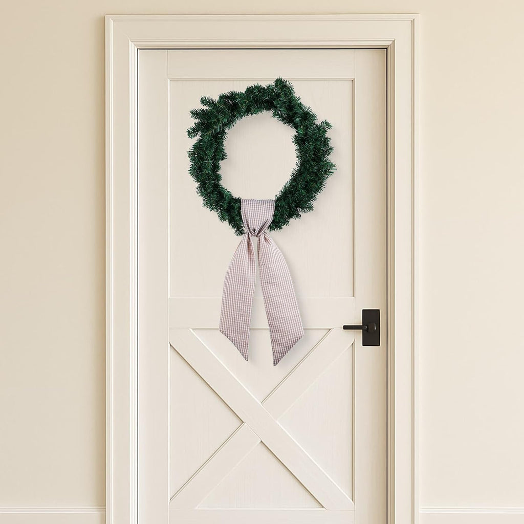 Brown Gingham Wreath Bow Set by [Brand Name] - 2 Pack Door Decoration | 5.12” Wide x 54.33” Each for Thanksgiving
