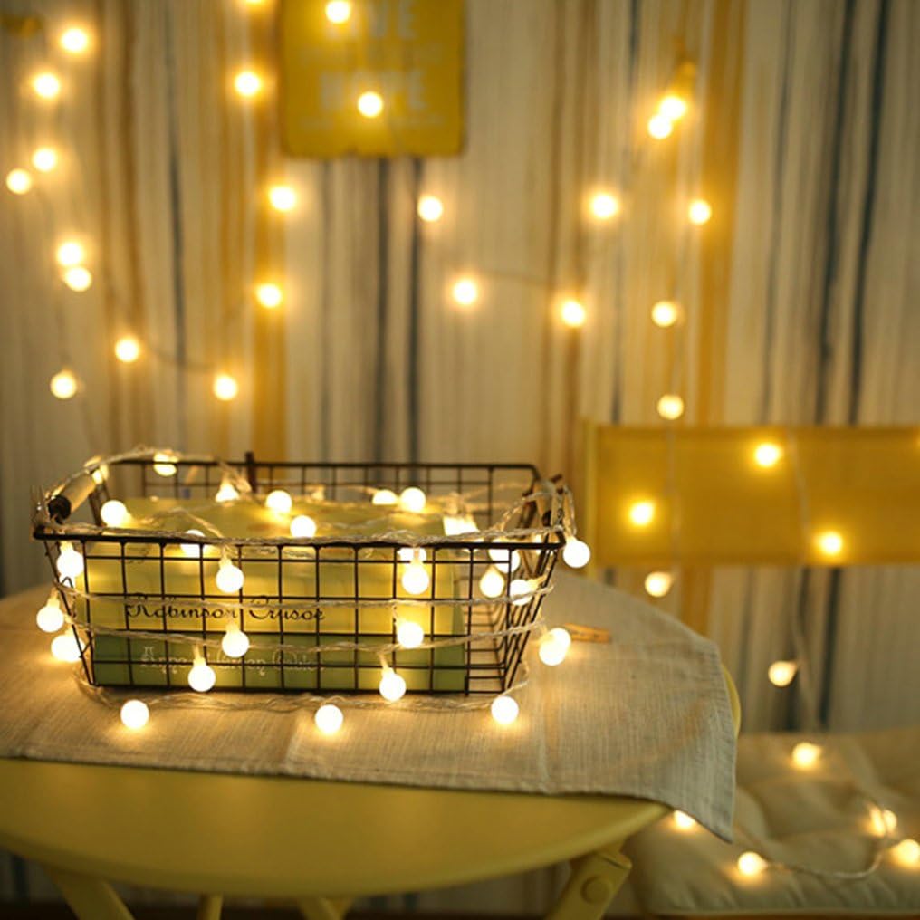 ZIMINGU LED Ball String Lights - 19.6FT 40 LEDs Waterproof Fairy Lights with Remote Control | Warm White Decor for Indoor & Outdoor Events