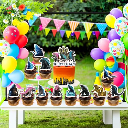 13PCS Happy Birthday Cake Topper Set - Decor 8 with Cupcake Toppers