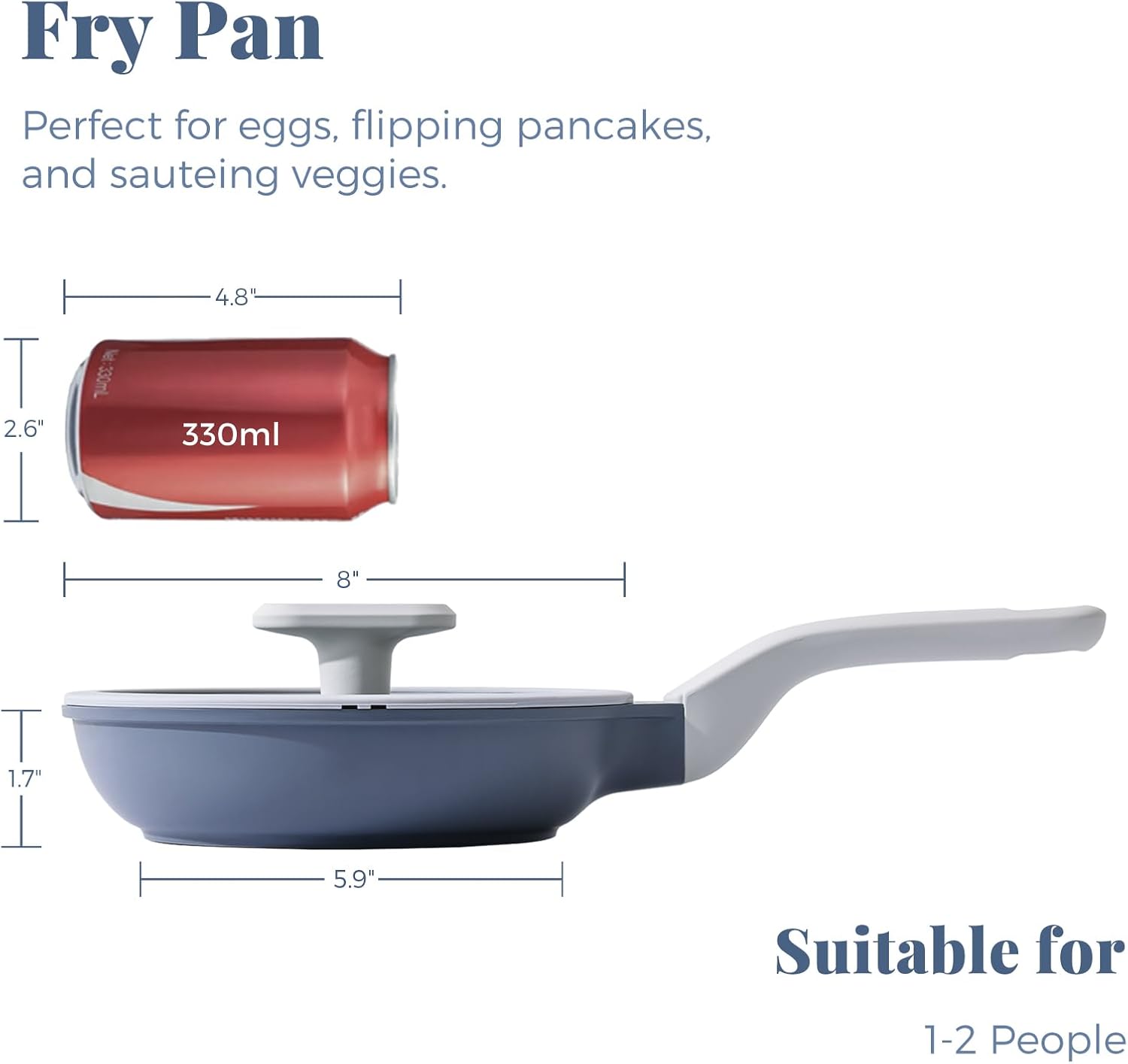 PRICUSIS Nonstick Ceramic Frying Pan - Healthy, Non-Toxic Skillet with Lid | 8-Inch Induction Compatible
