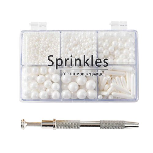 Kasvan White Mix Sugar Sprinkles - Edible Candy Pearls for Baking & Decorating | 118g Gift Box Pack