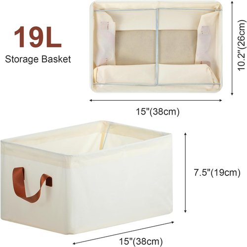 Large 19L Fabric Closet Storage Baskets by [Brand Name] - 6 Pack | Foldable Organizers with Handles for Home Organization