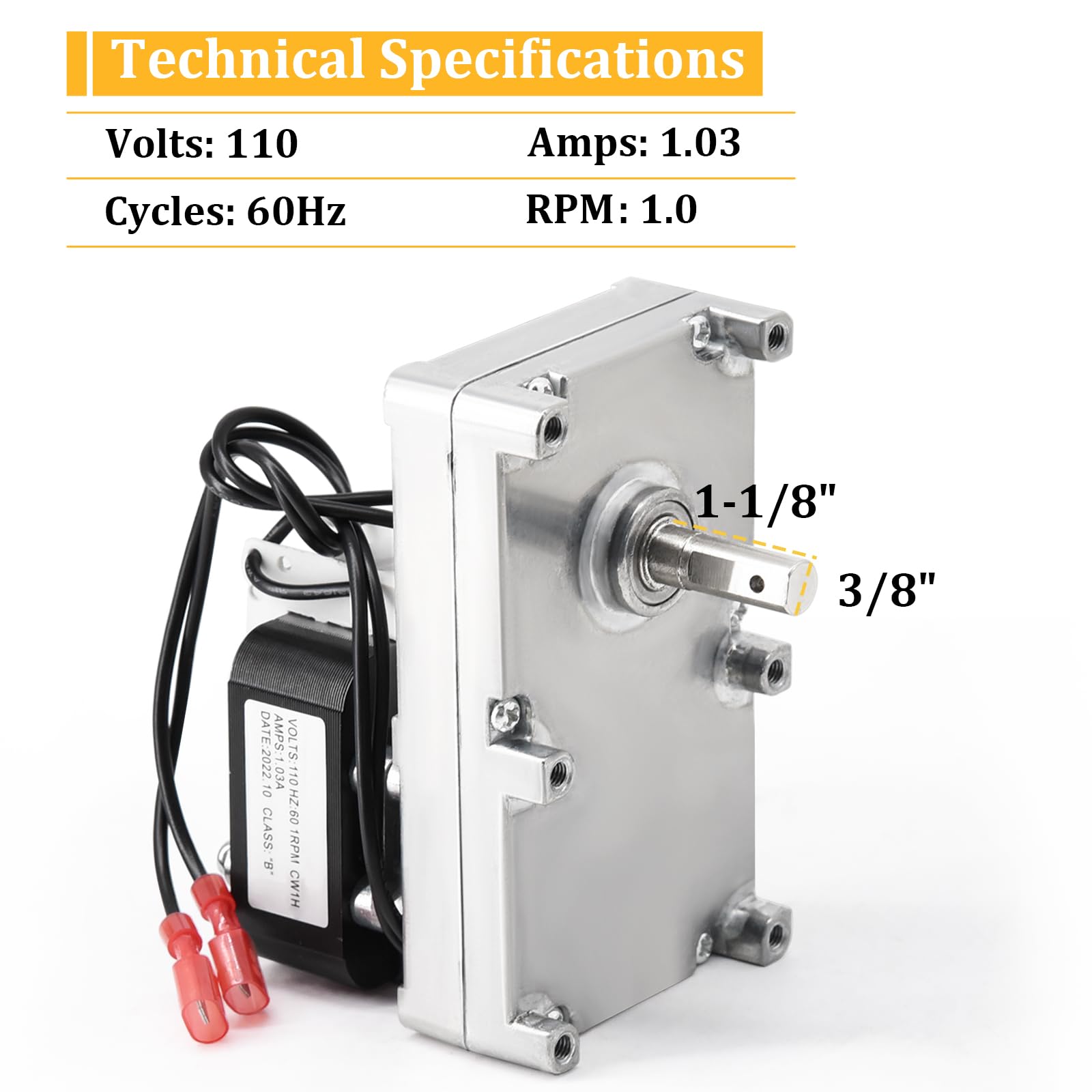 Replacement Auger Motor for Napoleon NPS45, NPS40, NPI45, NPS 45, NPI40, Timberwolf TPS35, TPI35 Pellet Stoves, NPAM Auger Motor for Napoleon Pellet Stove W435-0009 W435-0048 1RPM Clockwise W/Hole