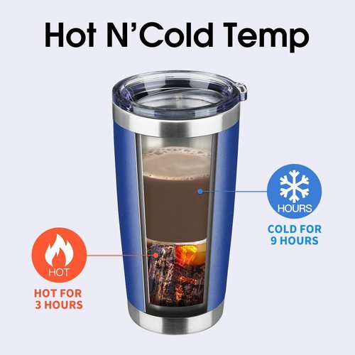 EcoMozz 20oz Tumbler Stainless Steel Vacuum Insulated Mug with Lid, Double Wall Travel Mug, Durable Powder Coated Coffee Cup, Suitable for Ice Drinks and Hot Beverage (New Blue 12 pack)