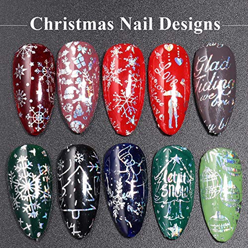 Snowflake Nail Foil Art, 3D Holographic Winter Art Transfer Foils
