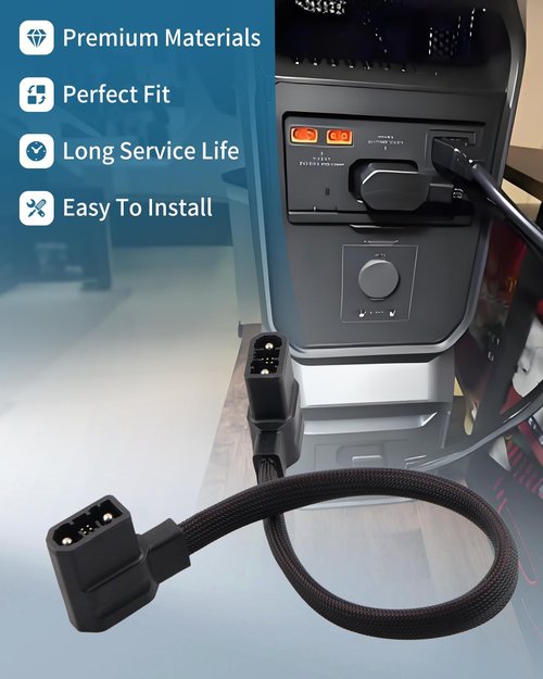 Urnqowuy Extra Battery Cable Fits for EcoFlow XT150, Delta 2, 2 Max, 3 Plus, Wave 2, Wave 3, Braided Power Third-Party Accessory, NOT Fit Pro 3, 20"
