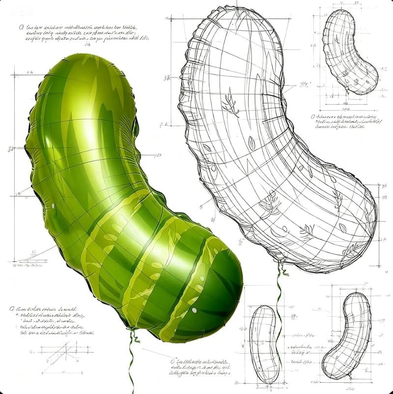 2Pcs Helium Foil Pickle Balloons - Funny Food-Themed Party Decor