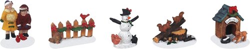 Christmas Village Figurines Set by [Brand Name] - 5-Piece Holiday Decoration for Indoor Displays | Ideal Gift