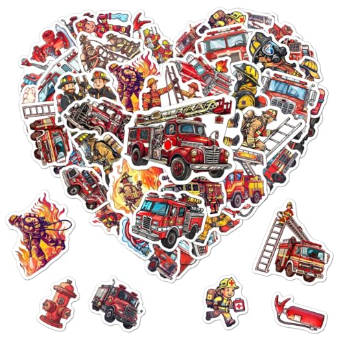 Pack of 50 Waterproof Firefighter Stickers for Water Bottles & Laptops