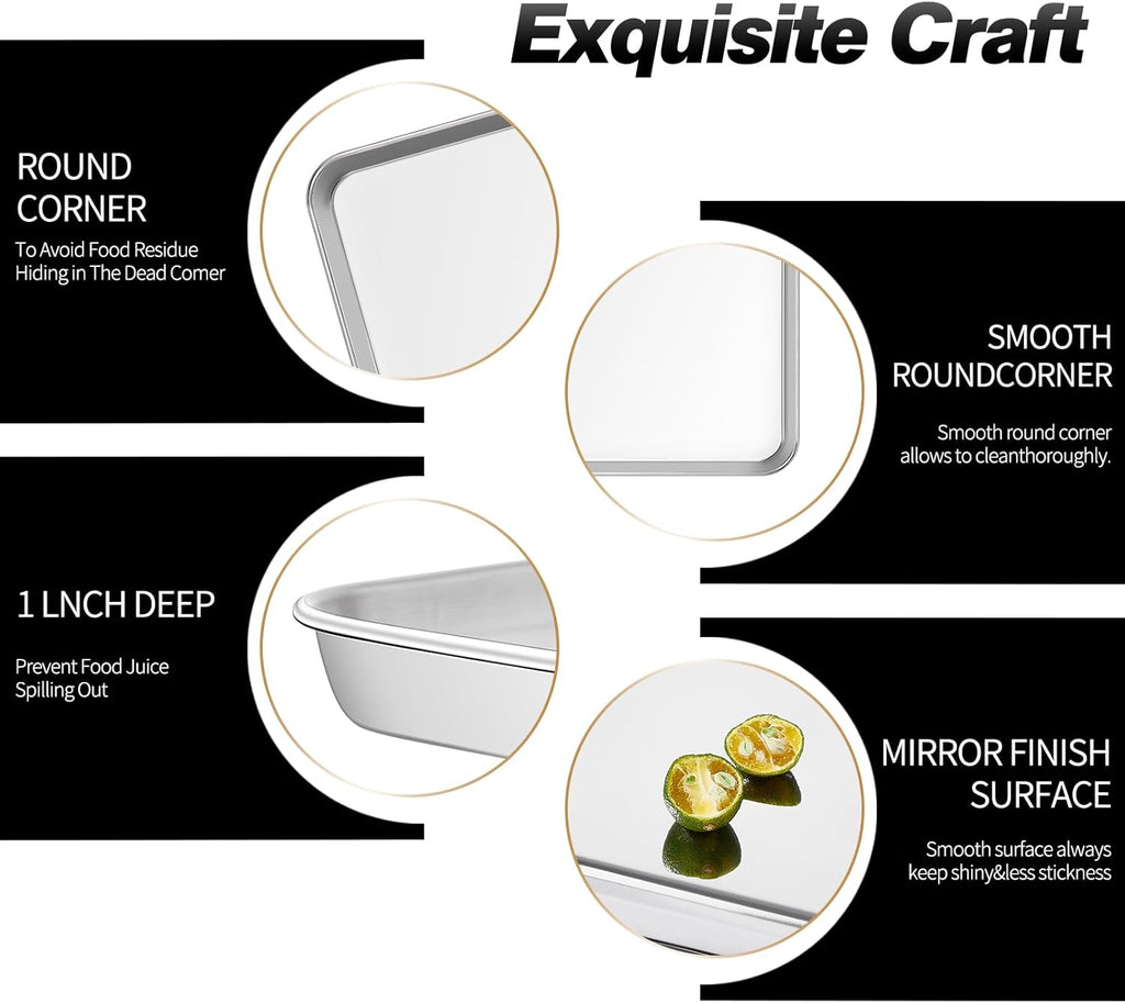 Skiennix Baking Sheet Set - 18 Inch Commercial Grade Stainless Steel Pans | Healthy, Non-Toxic & Easy Clean