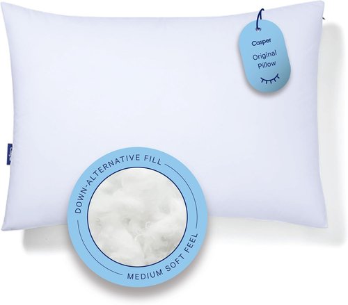 Casper Sleep Original Pillow - Medium Soft Down-Alternative Fill | Standard Size for Neck Pain Relief & Comfort