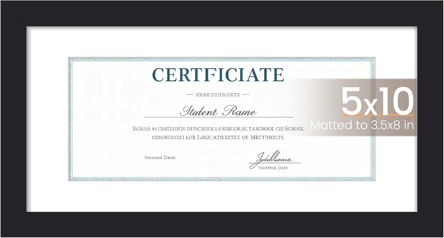 Upsimples Business License Frame - Display 5x10 Document | Black, Wall Hanging, 1 Pack