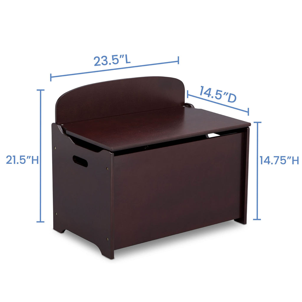 Delta Children MySize Chair Desk with Storage Bin + MySize Deluxe Toy Box, Dark Chocolate (Bundle)