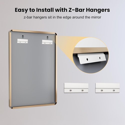 LOAAO Gold Bathroom Mirror - 48”X36” Rounded Rectangle Design | Wall-Mounted, Anti-Rust Tempered Glass