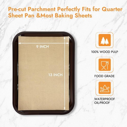 BYKITCHEN Non-Stick Parchment Paper Sheets - 9 x 13 Inch Precut Liners for Baking & Cooking (120pcs)