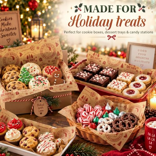 Christmas Wax Paper Sheets - Brown Reindeer Pattern, 150 Pack