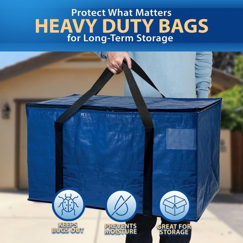 ClearSpace Heavy Duty Moving Bags - Large Storage Bags with Backpack Straps & Zippers | 2 Pack for Moving & Travel