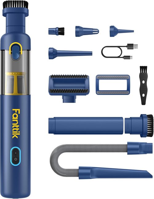 Fanttik Slim V8 APEX Car Vacuum - 4-in-1 Portable Mini Cordless Vacuum with 19000pa Suction Power | Blue