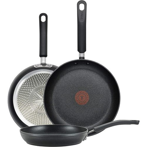 T-Fal Experience Non Stick Fry Pan Set 3 Piece, 8, 10.25, 12 Inch Induction Oven Broiler Safe 400F, Cookware, Kitchen Cooking Set, Pots and Pans, Skillets, Frying Pans, Dining, Dishwasher Safe, Black