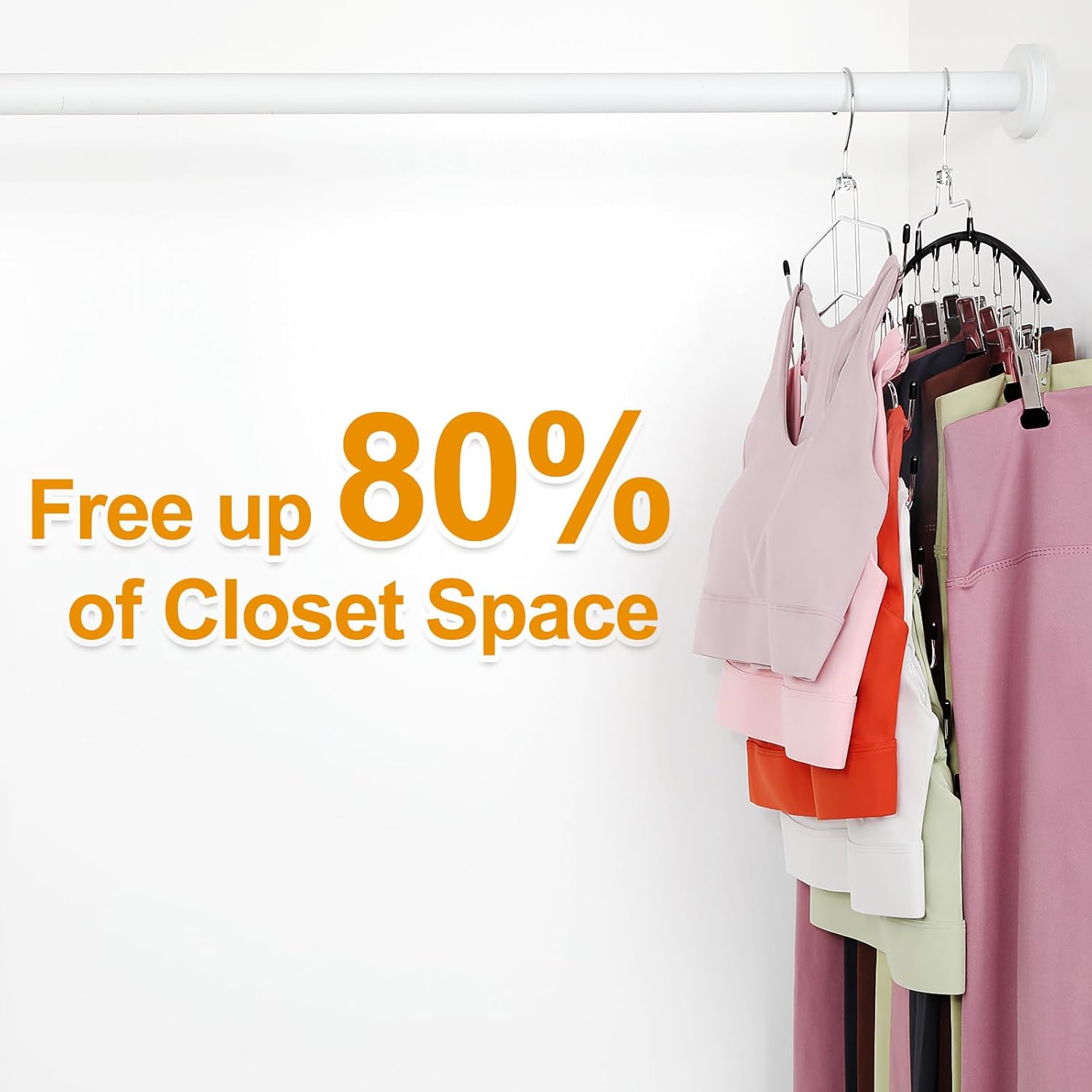 TOPIA HANGER Gym Clothes Organizer - 4 Pack Space-Saving Hangers for Tank Tops & Leggings | Black CT78B