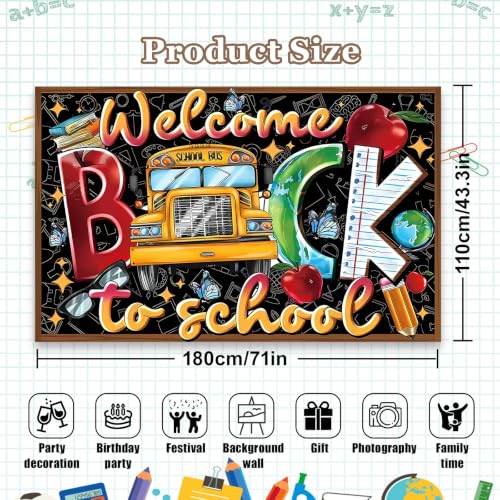 KINGZONE Welcome Back to School Happy Birthday Backdrop - Lel-123 Party Decorations