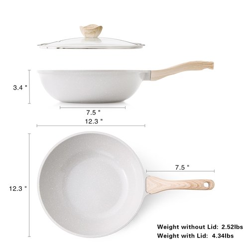 Kordisen Ceramic Wok Pan, 12 Inch Nonstick Wok with Lid, Healthy Non Toxic Woks & Stir-fry Pans for Cooking, Induction Cookware, PFOA & PFAS Free