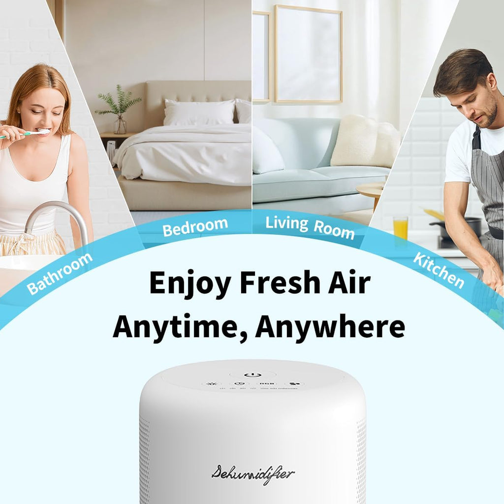 Skiennix Dehumidifier | Quiet 44oz Portable Unit with Auto Defrost & 10 Color Options for Home & RV