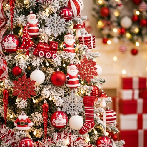 Valery Madelyn Christmas Ball Ornaments Set - Traditional Red & White, 155 pcs
