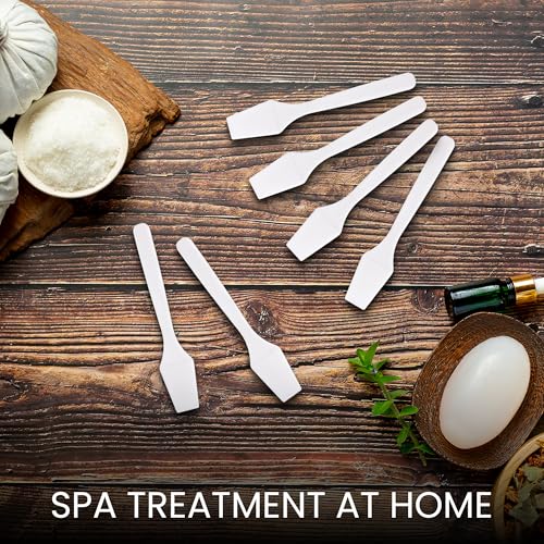 PANA 100pcs Disposable Plastic Cosmetic Spatulas 2.5 Inch White Cream Applicator