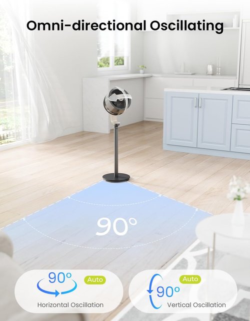 AIRMATE 16-Speed Pedestal Fan - Quiet 27dB Oscillating with Remote Control | Adjustable Height, Grey
