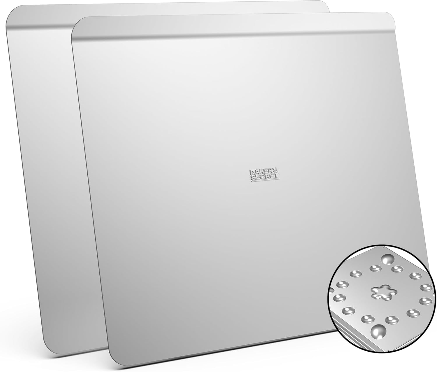 Baker's Secret Cookie Sheet Set - 2pcs Pure Aluminum Insulated Baking Trays | Commercial Grade, Extra Thick