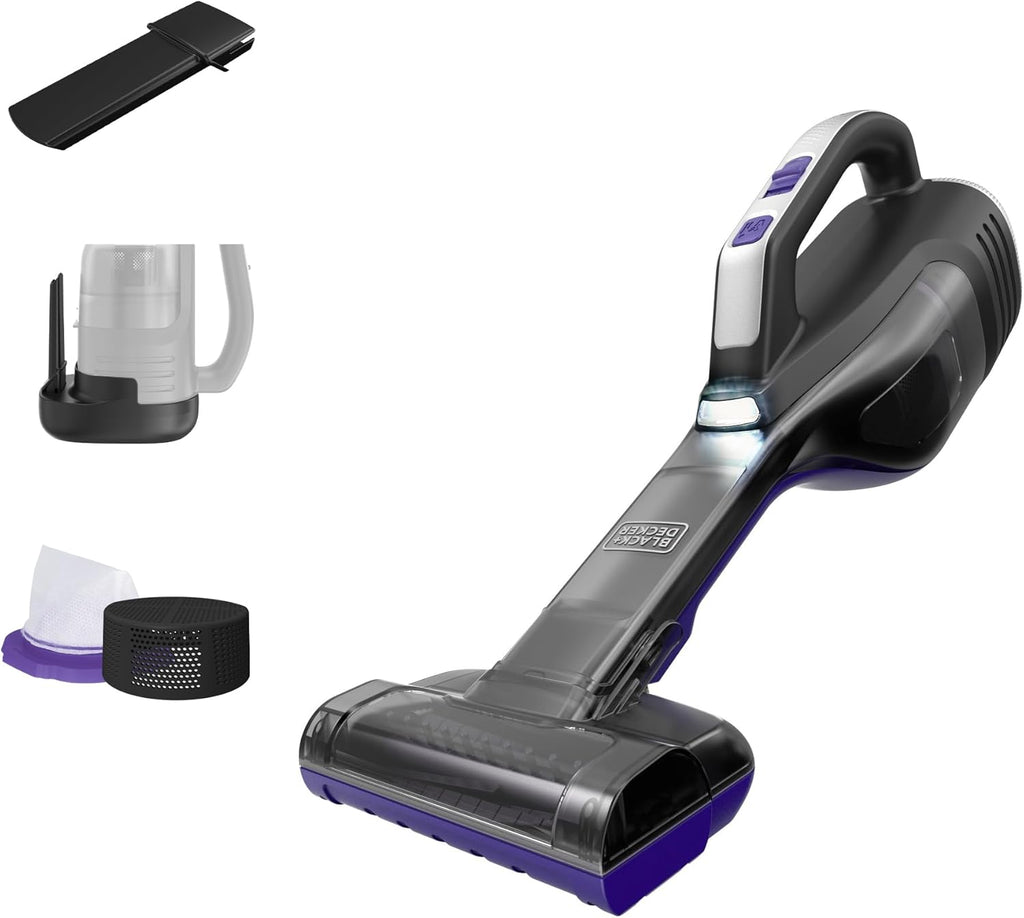 BLACK+DECKER Dustbuster Pet Hair Vacuum - Cordless Handheld with Powerful Suction & LED Light | Includes Pet Brush & Crevice Tool