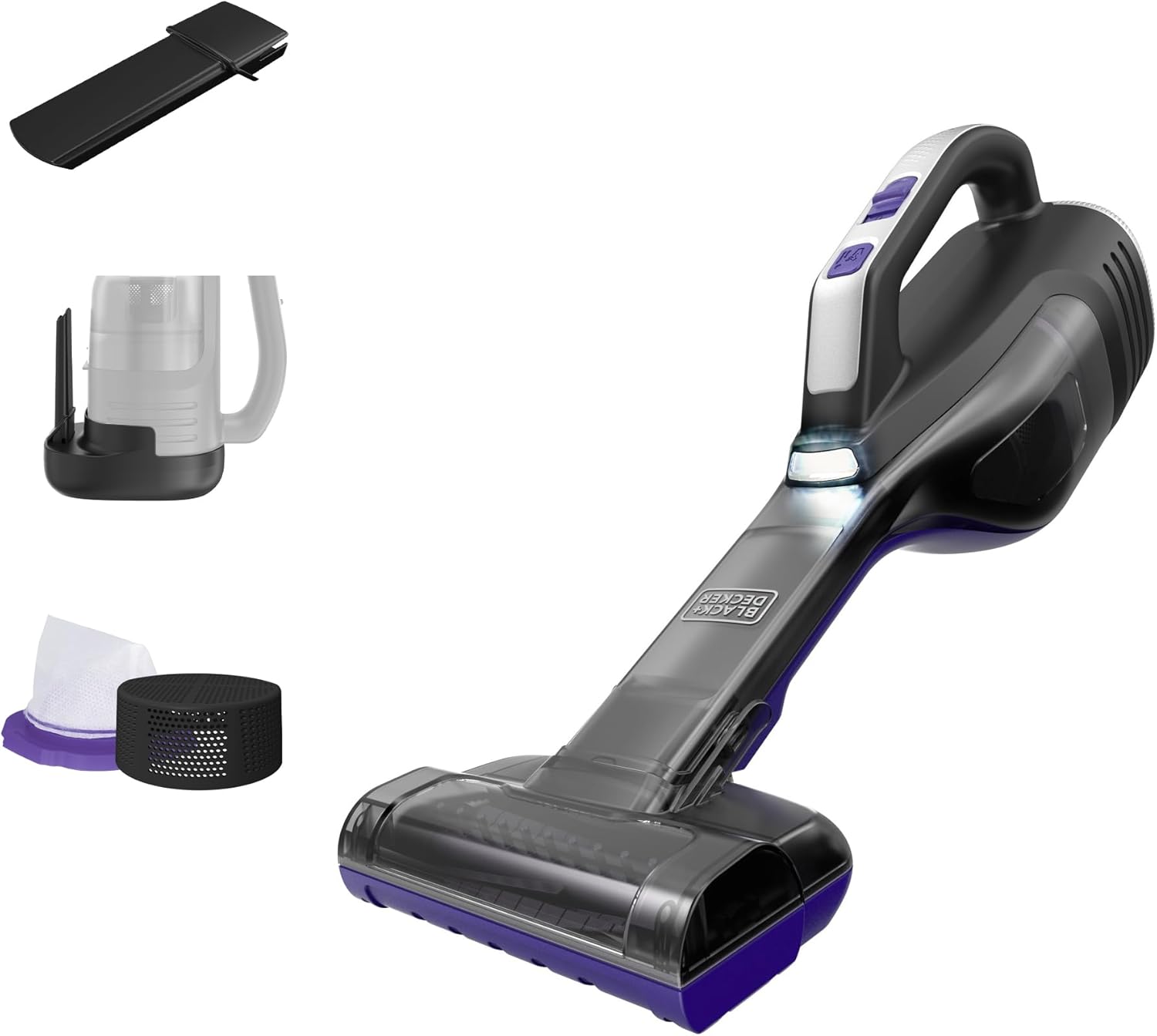 BLACK+DECKER Dustbuster Pet Hair Vacuum - Cordless Handheld with Powerful Suction & LED Light | Includes Pet Brush & Crevice Tool