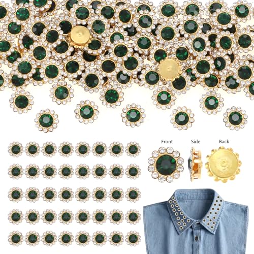 100 PCS 12MM Sew-On Glass Rhinestones with Gold Claw Settings