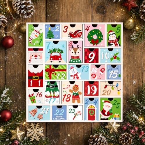 White Wooden Advent Calendar with 25 Drawers Christmas Countdown Decor for 2026