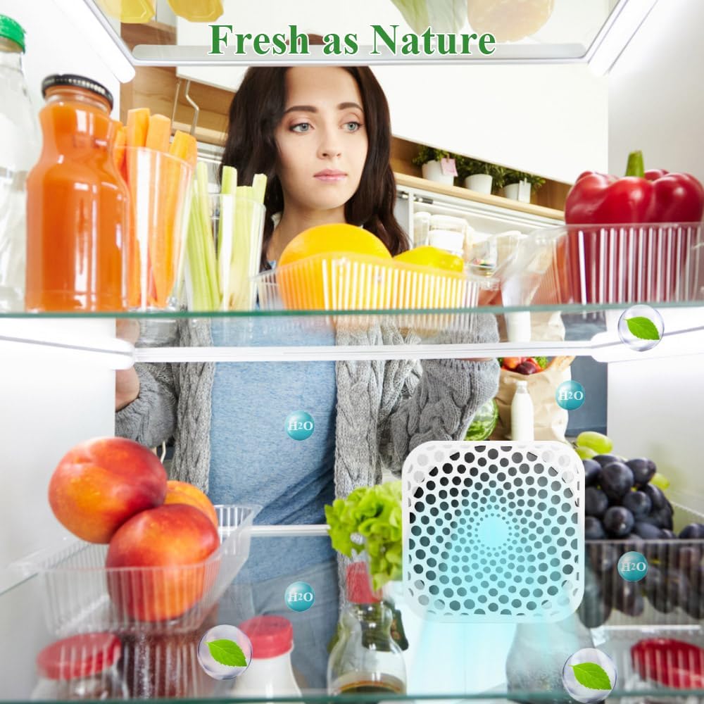 Skiennix Refrigerator Deodorizer - 99% Odor Eliminator | Lasts 10 Years | 2-Pack for Fridge, Freezer & More