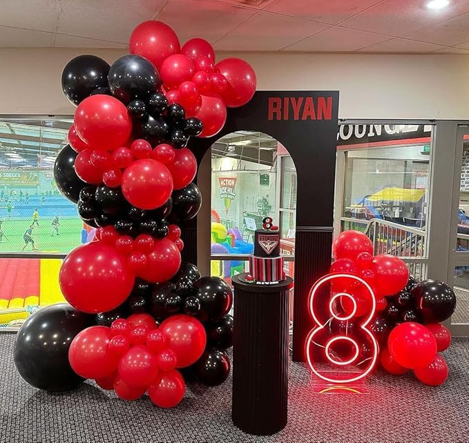 Red and Black Balloon Arch Kit with Stars - 153 Pcs Balloons