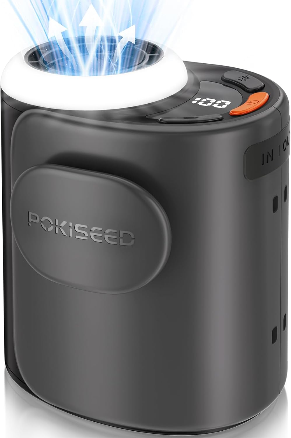 POKISEED Portable Fan - 10000mAh Rechargeable Battery | 40H Runtime & 5-Speed Turbo Cooling - Black