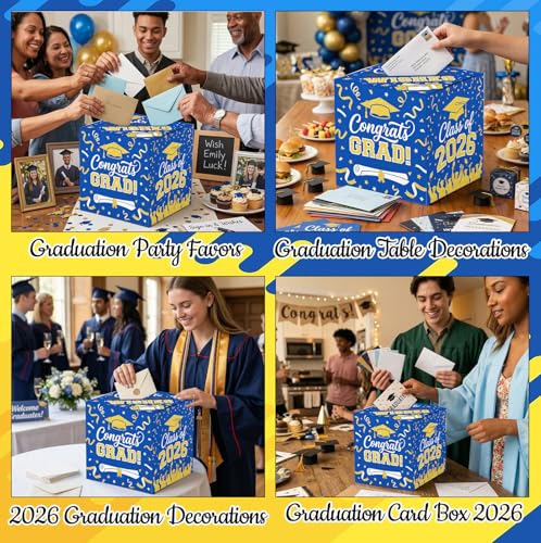 Graduation Card Box 2026 - Class of 2026 Gift Holder, 9x9x9