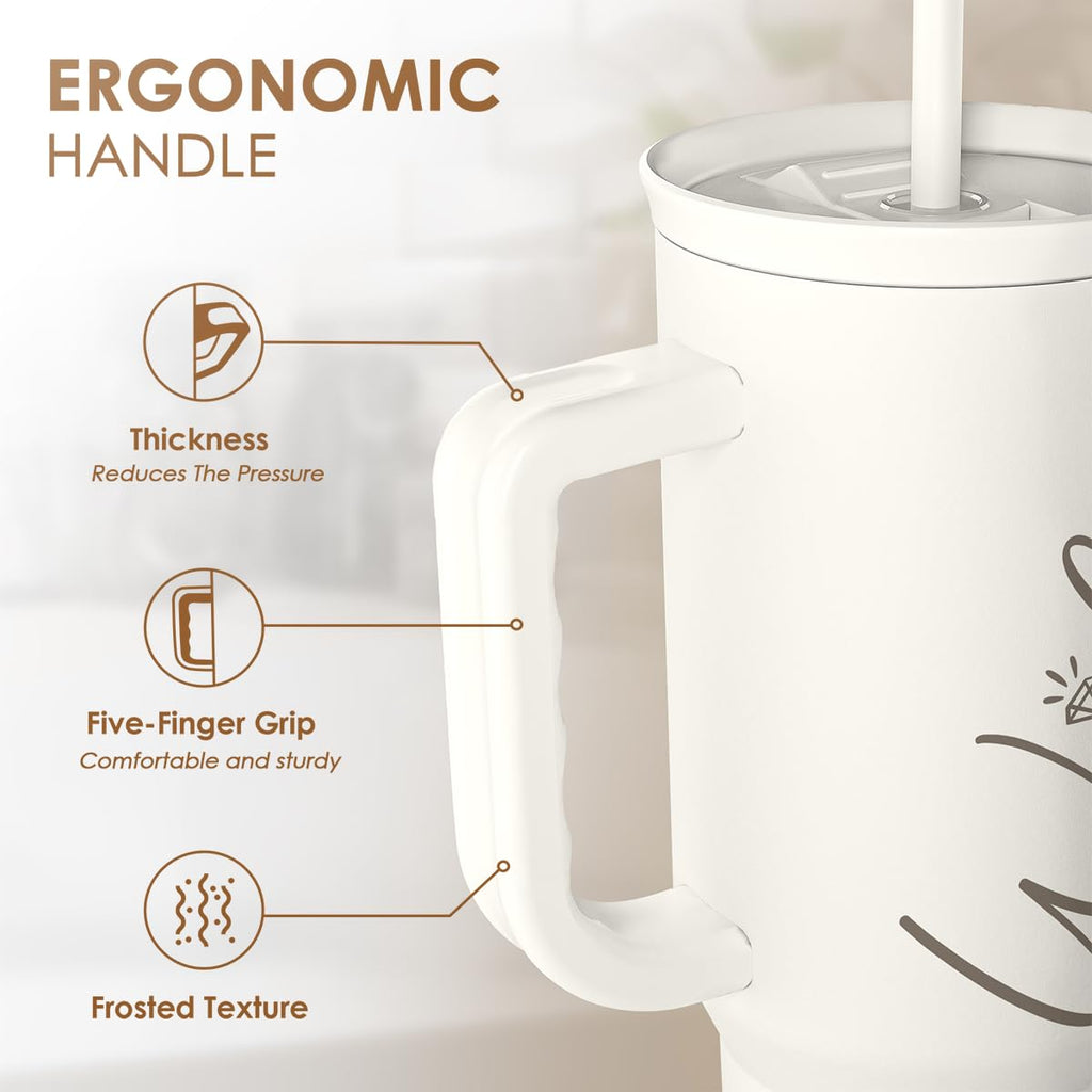 SANDJEST Gift for Wife from Husband – 40oz Insulated Stainless Steel Tumbler with Handle and Straw, Gifts for Anniversary, Birthday, Christmas, Valentine, Coffee Travel Mug