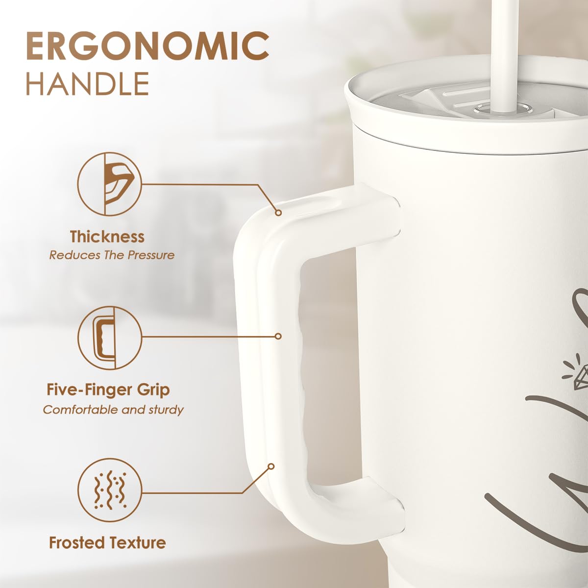 SANDJEST Gift for Wife from Husband – 40oz Insulated Stainless Steel Tumbler with Handle and Straw, Gifts for Anniversary, Birthday, Christmas, Valentine, Coffee Travel Mug
